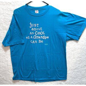 Just About As Cool As A Grandpa Can Be Blue Graphic T-Shirt Jerzees 2X Cotton